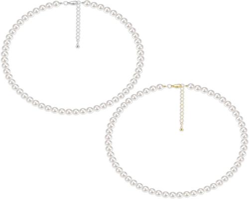 <notranslate>a Milacolato Necklace For Women Men White Round Fake Simulated</notranslate>